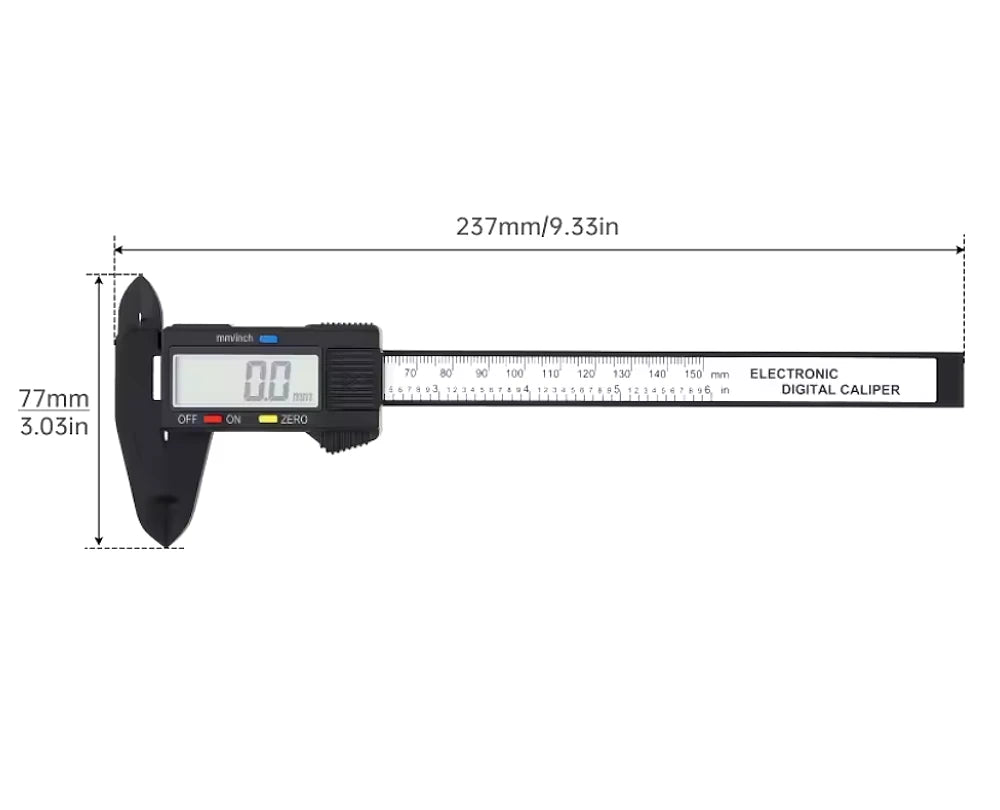 Digital Caliper – Carbon Fiber Composite, 0.1mm Precision